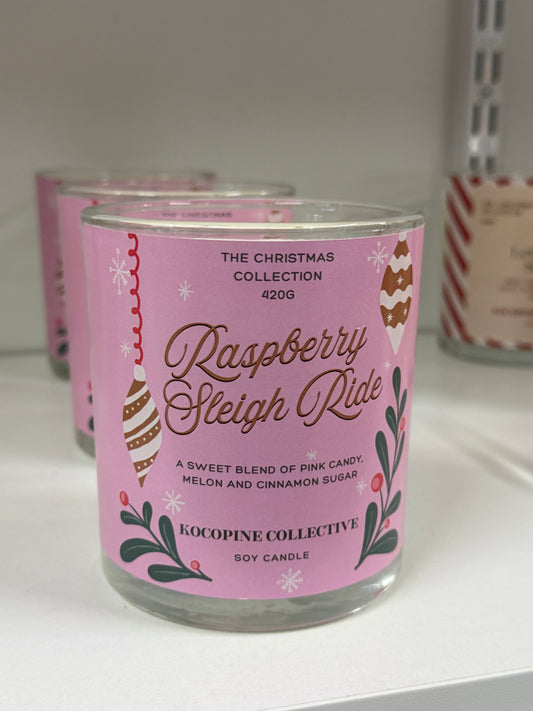 Raspberry Sleigh Ride - 420g Christmas Soy Candle