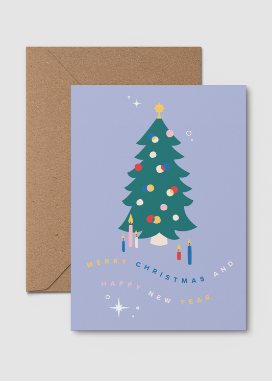 Merry Christmas & Happy New Year (Purple) | A6 Christmas Card
